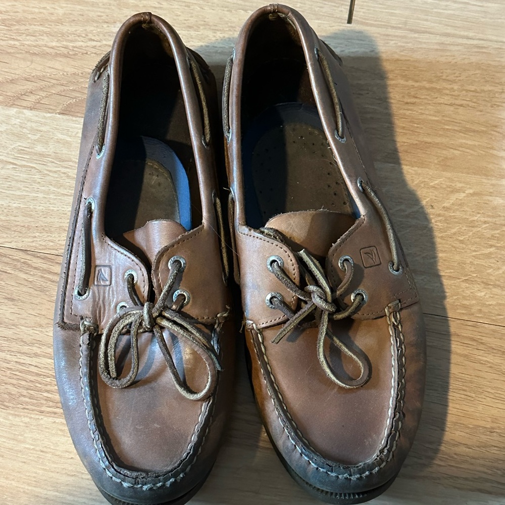 Sperry Men's Brown Leather Moc Toe Boat Shoes